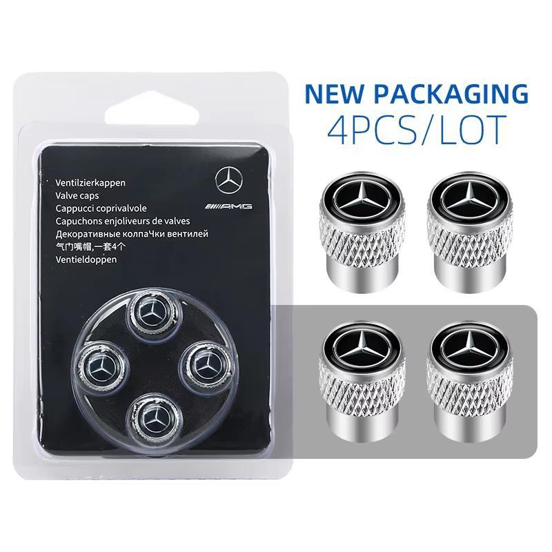 BLZ3 4pcs/set Wheel Tire Valve Stem Cap Dust Cover For Mercedes-Benz C-Class W202 W203 W204 E-Class W221 Interior Mouldings
