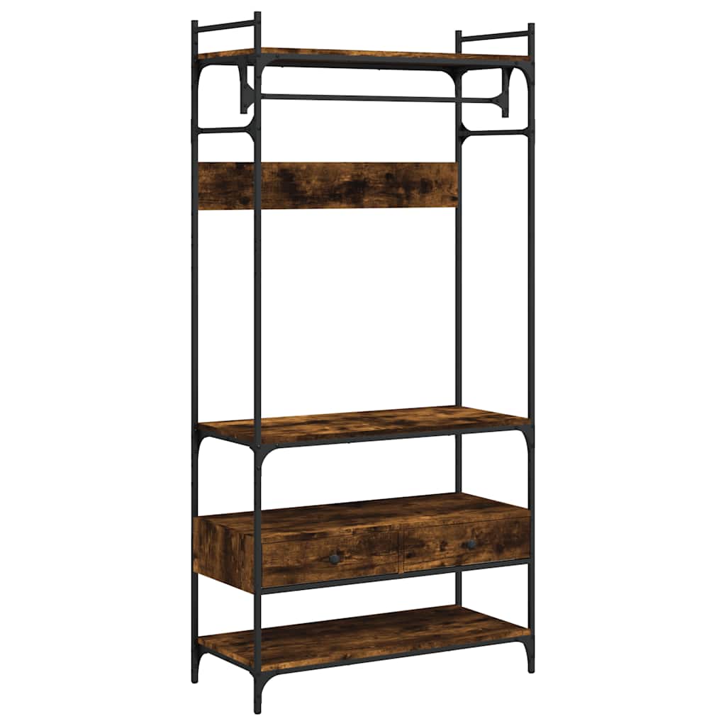 Clothes Rack with Drawers Smoked Oak 89x39x184.5 cm