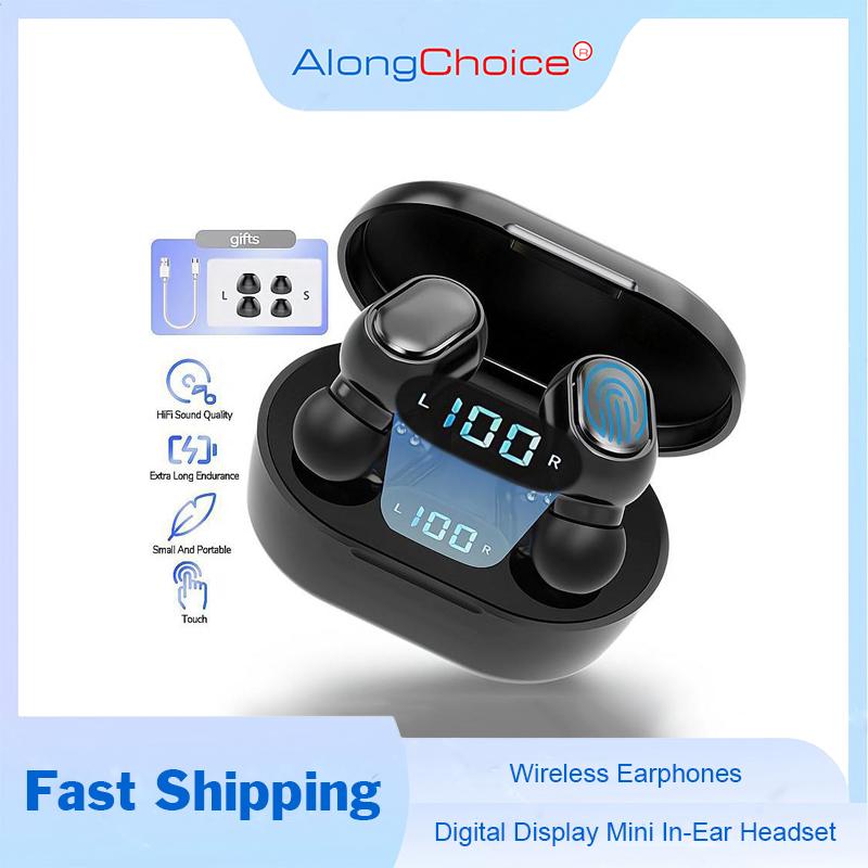Новейшие беспроводные наушники E7S TWS с цифровым дисплеем HiFi Stereo Music Mini Headset Stereo Music IPX4 Waterproof Sport Earbuds Low Latency