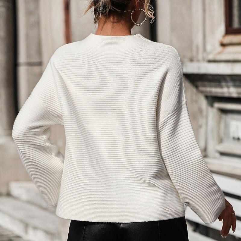 Осенние свитера с длинными рукавами, женские винтажные свободные женские вязаные пуловеры, свитер, зима 2023, однотонные повседневные теплые трикотажные изделия 28203
