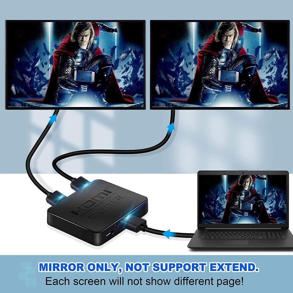 4K HDMI Splitter - 1 Вход на 2 Выхода, Мини Устройство Зеркалирования Видео HDTV