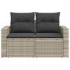 Vidaxl Sofa Ogrodowa Z Poduszkami, 2-Osobowa, Jasnoszara, Polirattan