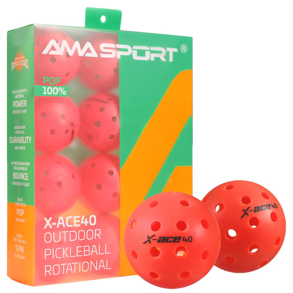 Мячи для пиклбола AMASPORT X-ACE40 Профессиональные Официальные Мячи для Пиклбола с Высоким Отскоком и Высокой Видимостью для Игр на Открытом Воздухе