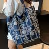 Повседневная большая сумка с принтом женская 2025 новая нейлоновая большая сумка-тоут модная, простая и легкая наплечная сумка