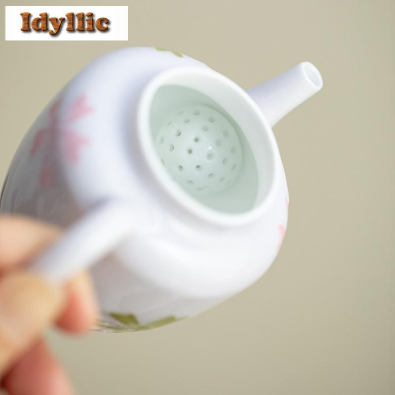 Расписанный вручную розовый керамический чайник из фарфора Арита, традиционный заварочный чайник, чайник для приготовления чая, чайник с шарообразным отверстием, чайные принадлежности, украшение