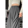 Trendy Spring Gray Suit Wide Leg Pants Women, High Waist Loose Fit Straight-leg Casual Trousers for Pear-shaped Body