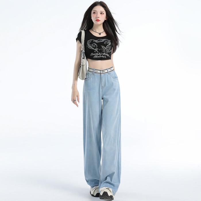 Женские джинсы Tencel Lyocell Wide-Leg: Ультратонкий, Свободный, Драпирующийся стиль для Весны/Лета 2026