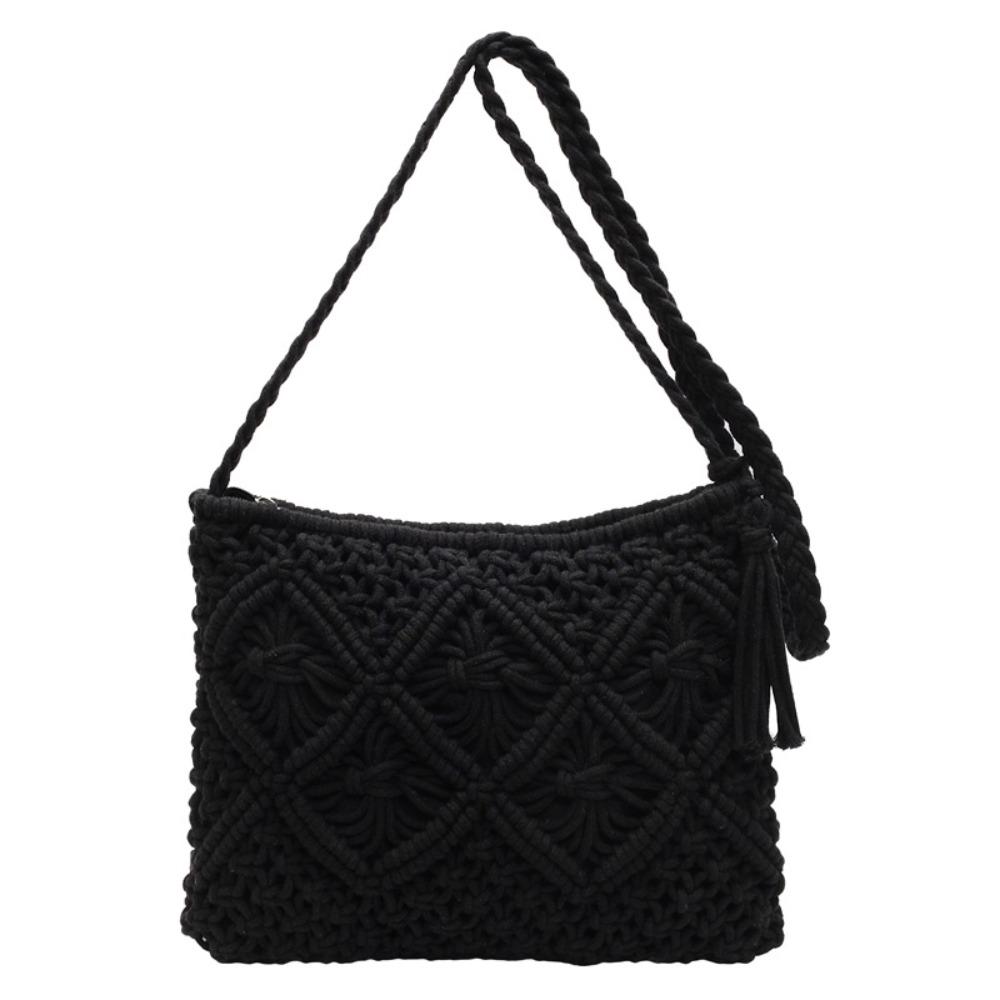 Tassel Weave Shoulder Bag Women Ethnic Style Ladies Underarm Bag Crochet Crossbody Bag  Travel