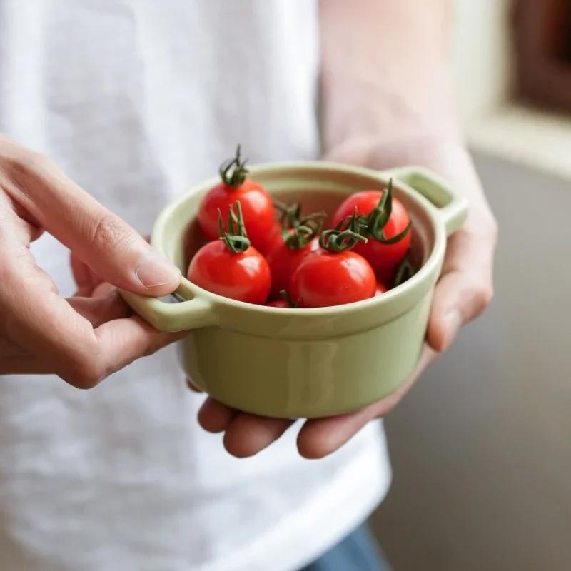 200 мл керамическая миска для завтрака, формочки с крышками, безопасные для использования в духовке, крем-брюле, мини-кастрюля, крышка и ручка для суфле, французский луковый суп