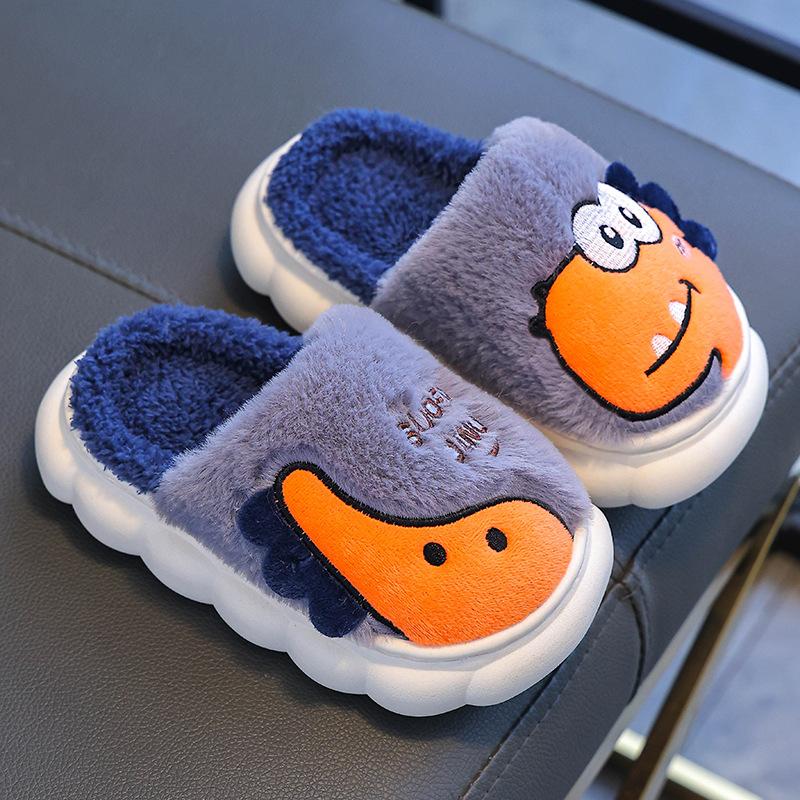 Children's Cotton Slippers for Winter, Boys' Dinosaur Indoor Home, Girls' Baby, Children's Anti Slip Parent-child Cotton Shoes