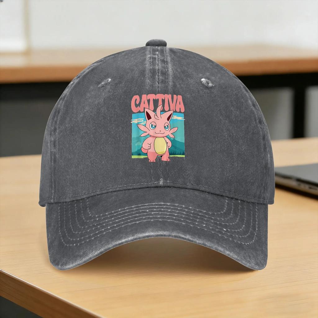 Washed Baseball Cap Cattiva Nature Scene Character Portrait Palworded Game Summer Trucker Hat Tennis Skate Sun Baseball Caps