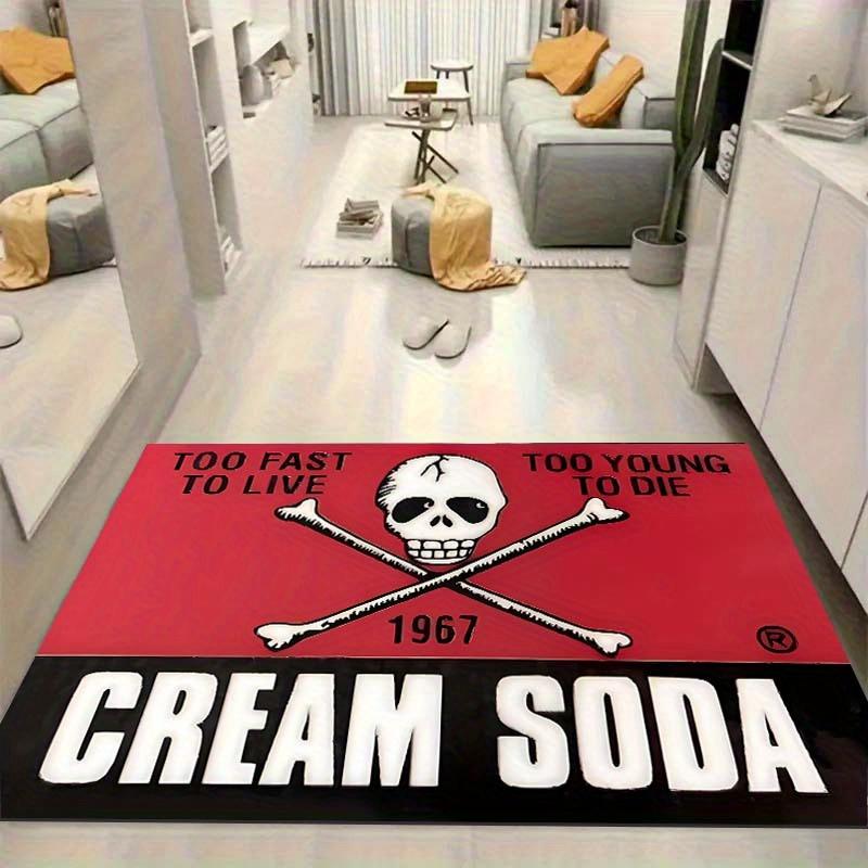 A Cream Soda Red-patterned Office Rug - Durable Polyester Fabric,Ideal for Use Under Desks,Chairs,and for Home Decor,Holiday Gifts,Office Ch