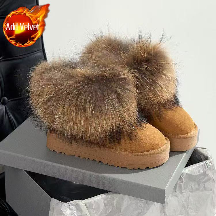 Winter Round Toe Plush Snow Boots for Women Chunky Furry Woman Shoes Comfortable and Elegant Non Slip Fashion Work Ankle Sale