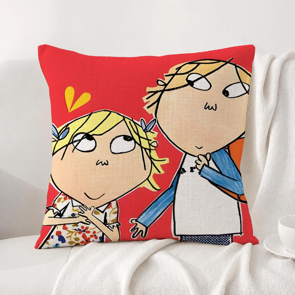 TV Series Charlie and Lola Cushion Cover Natural Linen Pillowcase Set AllinOne Decor Cushion Cover for Sofa Bedroom Chair