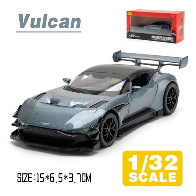1/32 масштаб, спортивный автомобиль Martin Vulcan, литая под давлением модель из металлического сплава со звуком и светом, игрушечный автомобиль с откатом, подарки