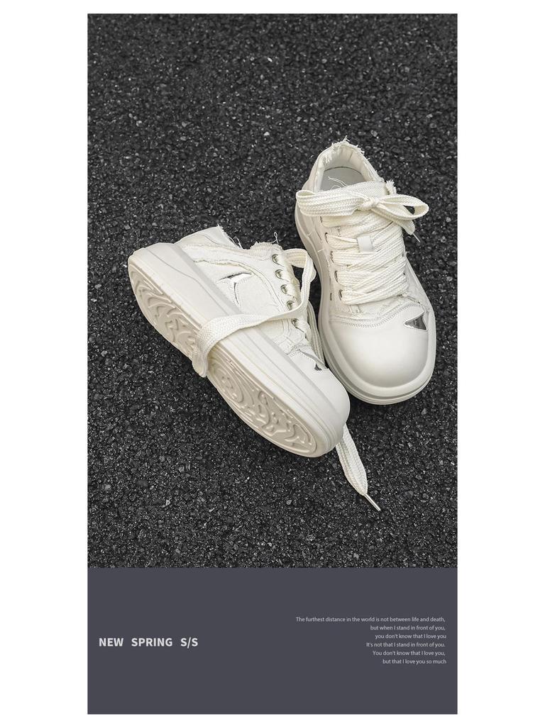 Smiley Big Head Men's Height-Boosting Canvas Shoes – Autumn Casual Fashion with Thick Soles