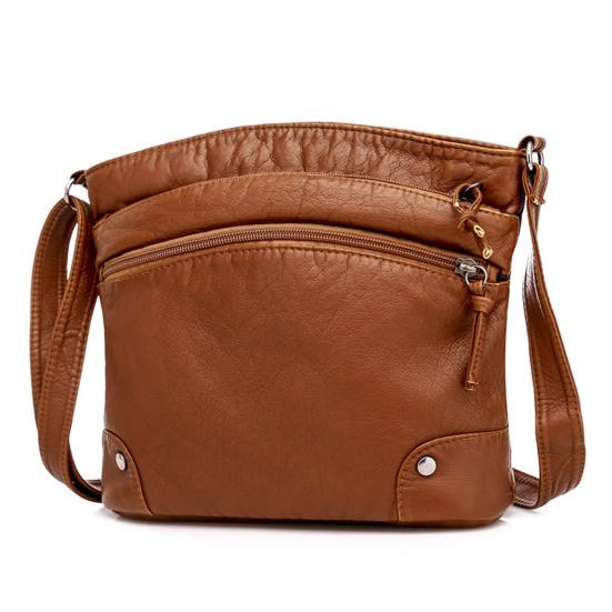 Shoulder Bag Solid Color Large Capacity Vintage Simple Multi-pockets Women Sling Bag