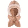 Women's Winter Faux Fur Hat Thick Warm Plush Ear-Protector Riding Cap Solid Color with Scarf Buckle