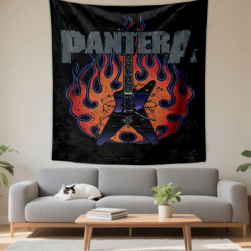 Pantera Band Poster Tapestry Wall Hanging, Heavy Metal Band Art, Rock Wall Decor for Bedroom Living Room Man Cave