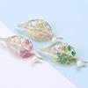 Blucome Luxury Gradient Leaves Brooch Copper Pins Women's Brooch for Coat Suit Bag New Year Gifts