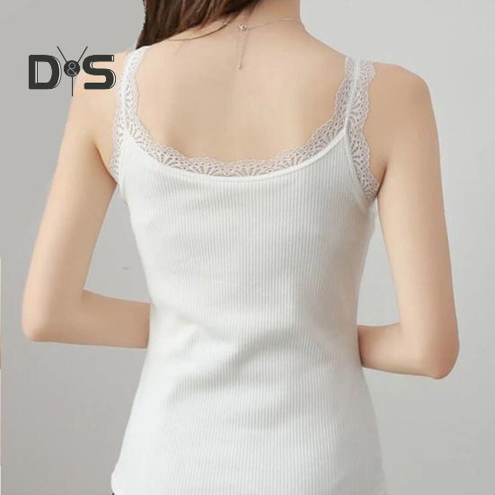 Женская туника с кружевной отделкой, топ без рукавов на тонких бретельках, летняя майка с круглым вырезом, майки