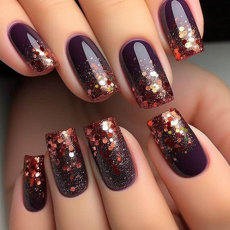 24Pcs Colorful Fake Nail Short Square Head False Nails Press on Sweet Flowers Design Wearable Nails Art Full Cover Manicure Tips