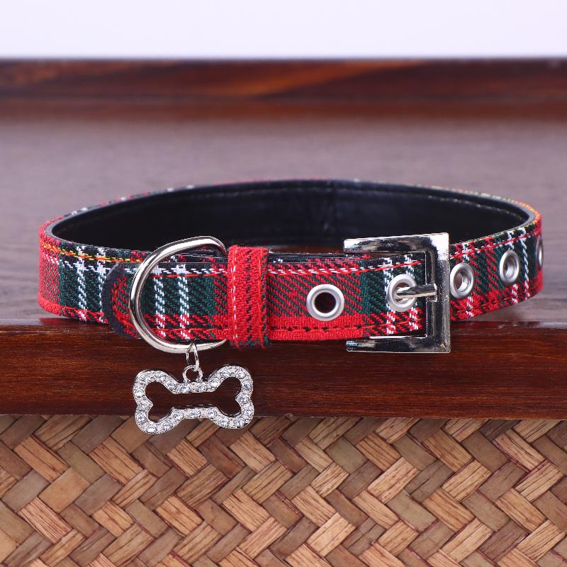 Y2K Goth Vintage Dog Bone Charm Necklace Punk Trendy Choker Simple Red Plaid Leather Buckle Necklaces Collar Chain Jewelry