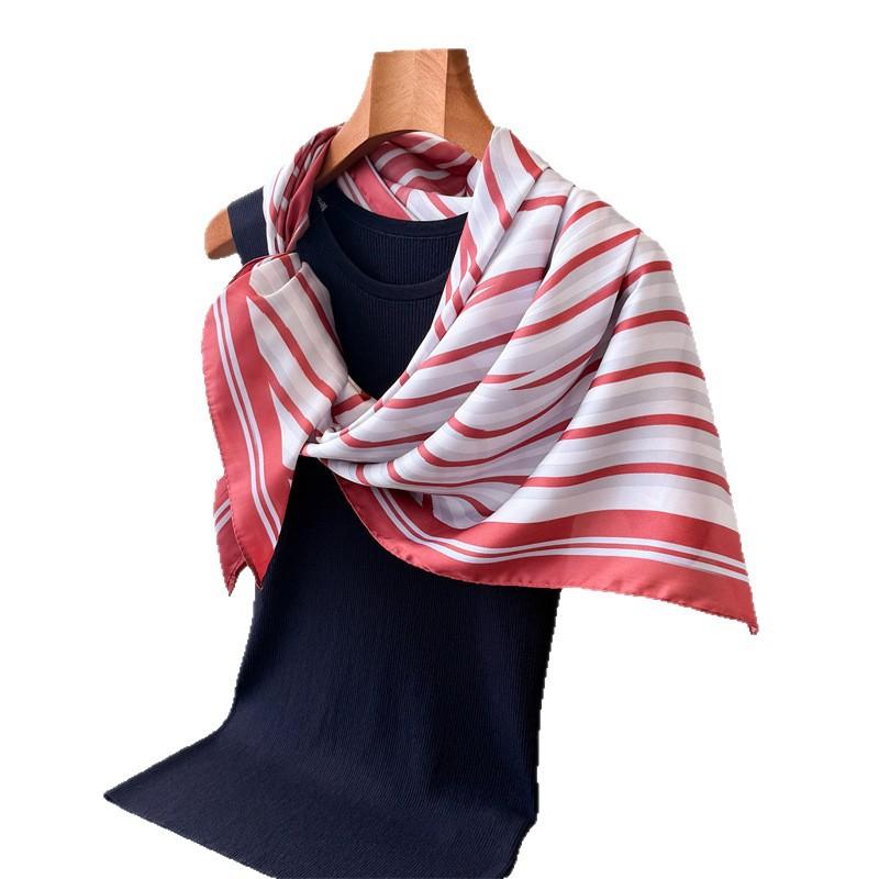 Wave lines simulation silk high-end large square scarf silk scarf printed shawl decorative scarf sunscreen headscarf scarf female