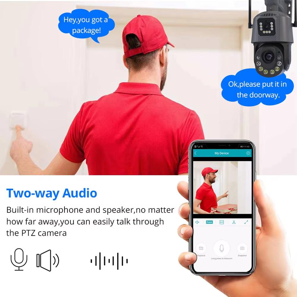 2024 Новая Wi-Fi камера HD 6MP PTZ 50X Zoom Двусторонняя аудиосвязь Цветная Ночное Видение Уличная Водонепроницаемая CCTV Видеонаблюдение Безопасность Wi-Fi IP-камера