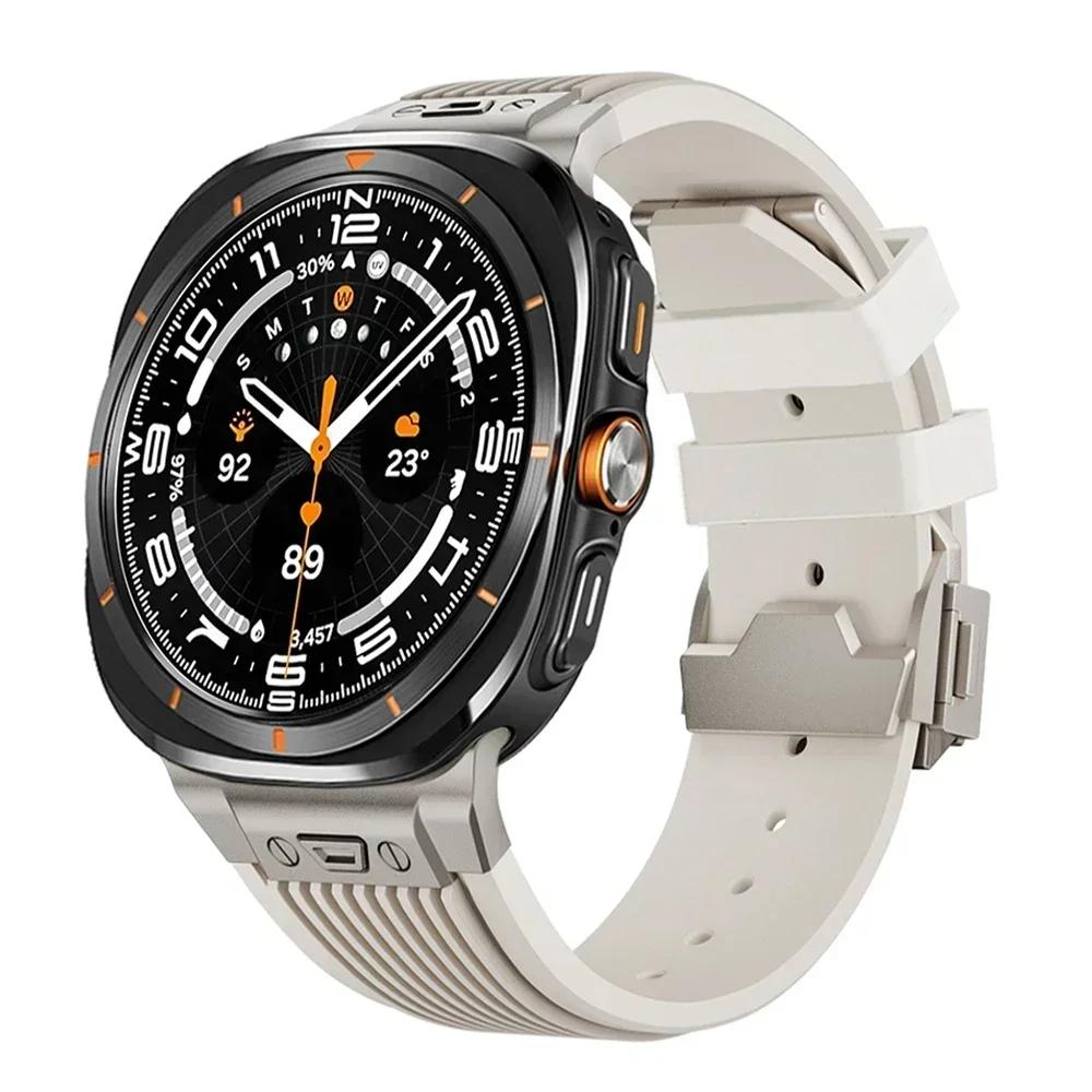 Спортивный ремешок для Samsung Galaxy Watch Ultra 2025 Пряжка из нержавеющей стали Мужской роскошный ремешок для Samsung Galaxy Watch 7 Ultra 47 мм Ремешок