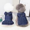 Pet Denim Dress Puppy Summer Dress Cute Bow-Knot Dog Dress Spring Summer Pet Clothes