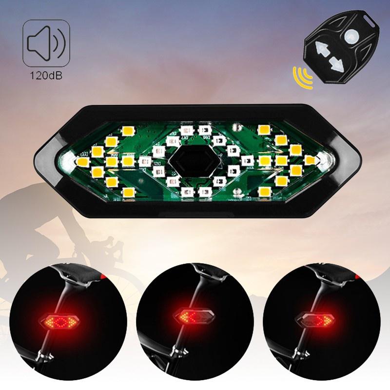 5 Modes USB Rechargeable LED Bike Turning Signal Taillight Waterproof Bicycle Remote Control Warning Lamp