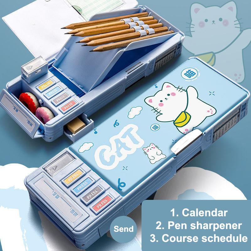 Многофункциональный милый пенал, креативный пенал большой вместимости с калькулятором, простая коробка для хранения канцелярских принадлежностей, подарки