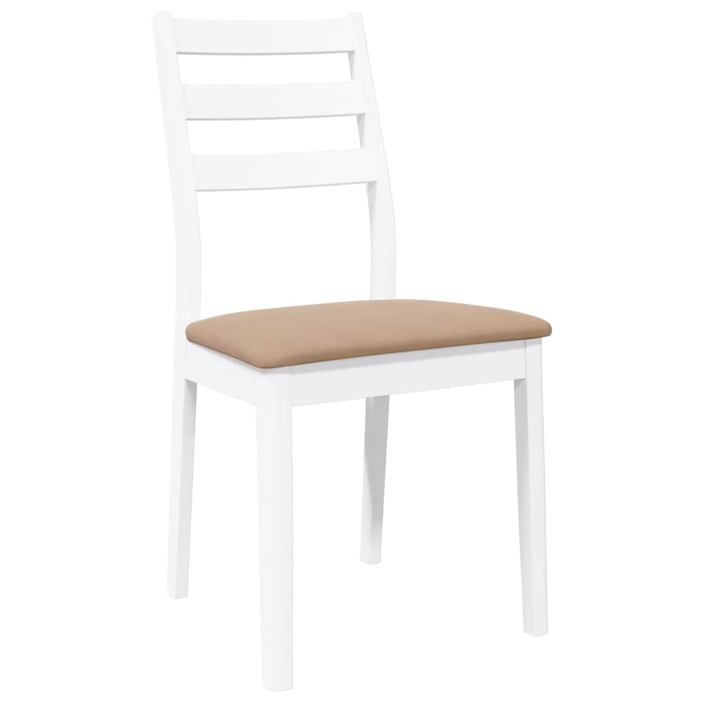 Dining Chairs with Cushions 2 pcs White Solid Rubberwood