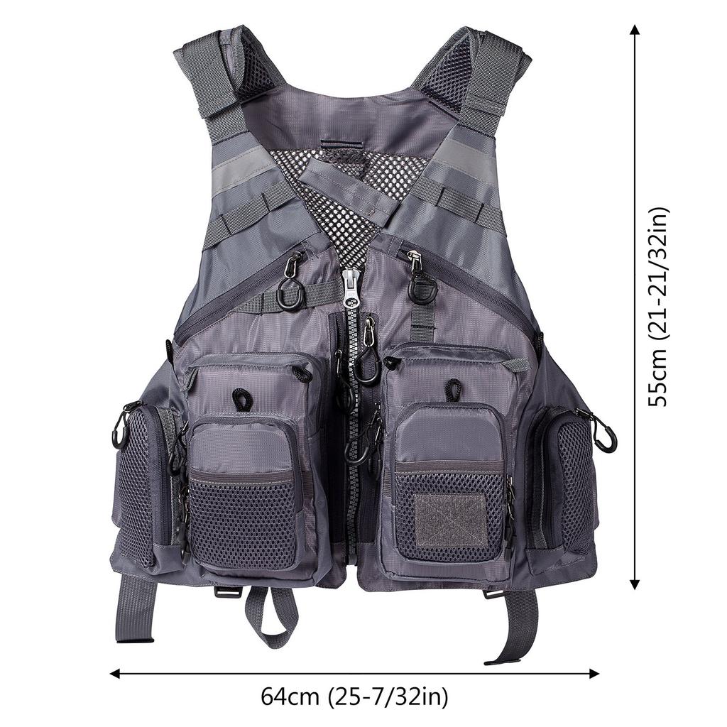 Bassdash Fishing Fishing Outdoor Multifunctional One Size Fits All Vest, Mesh, Top, Vest, Unisex,