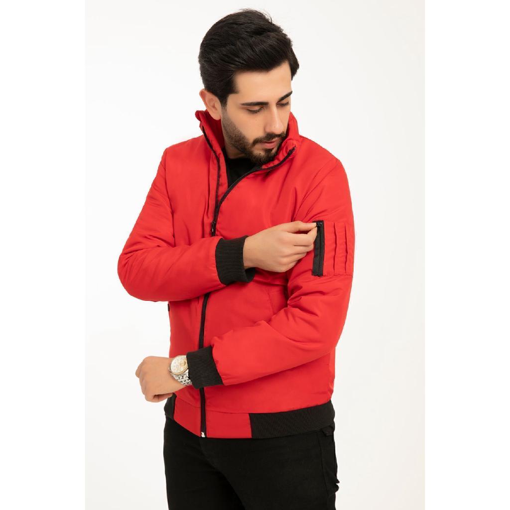 Мужское сезонное водо- и ветронепроницаемое пальто с воротником-стойкой на черной подкладке и карманами