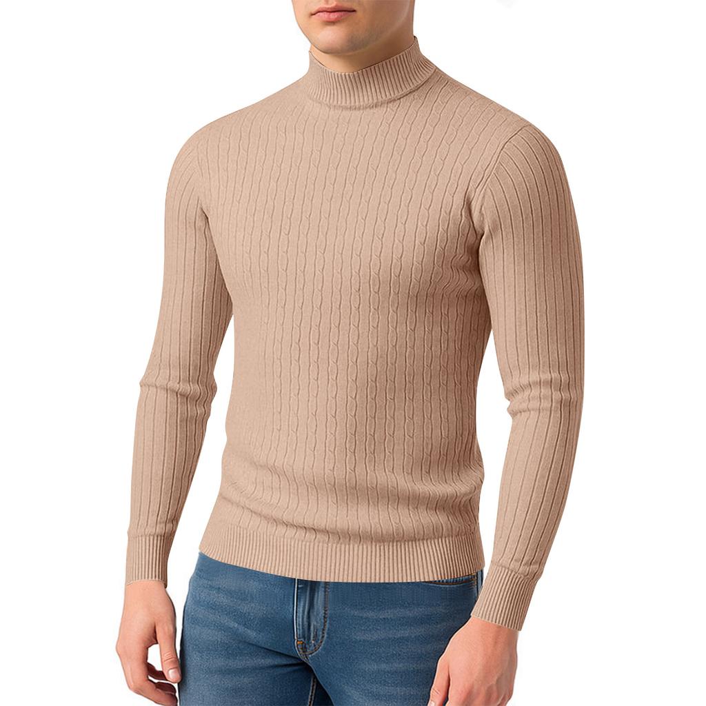 Men's Twisted Solid Color Sweater Men's Half Turtleneck Knitted Bottoming Shirt