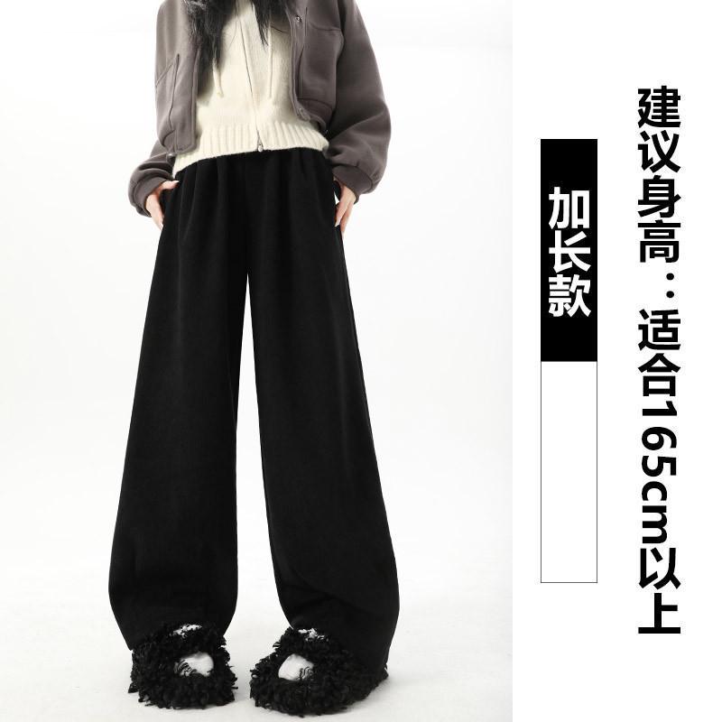 Coffee wide-leg pants women's autumn and winter velvet Yamamoto style high waist and thin European cotton velvet floor pants casual pants women
