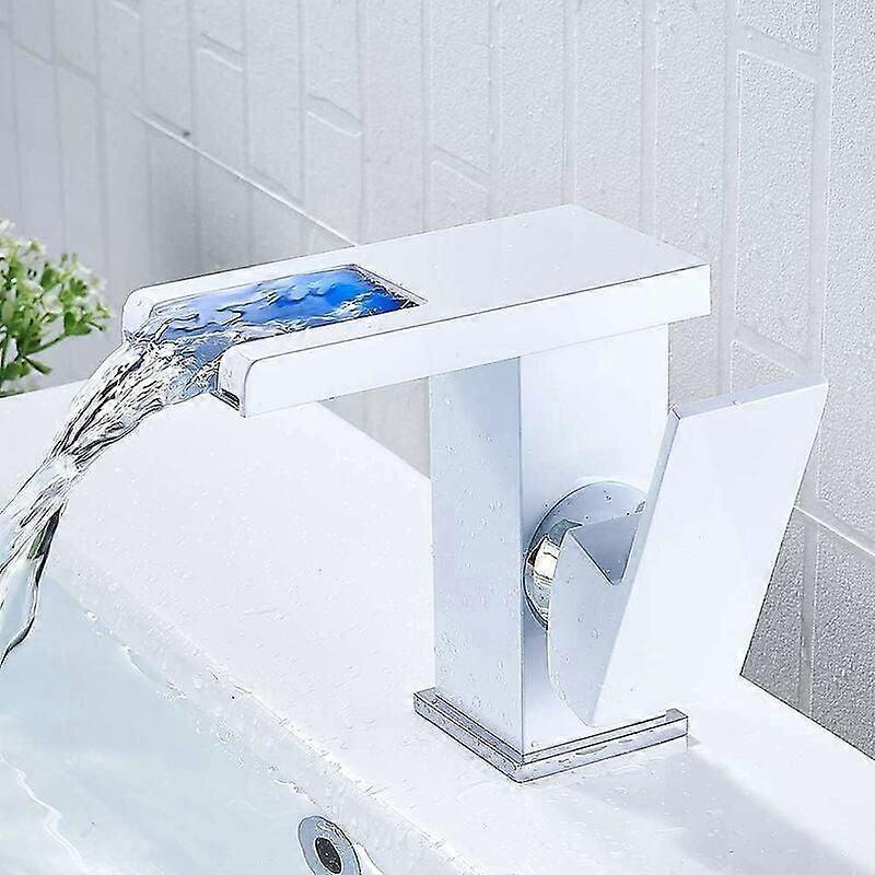 LED Bathroom Faucet (White) Hot Cold Countertop Sink Basin Bathroom Faucet