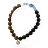 Stones and Minerals. Brazilian Blue Kyanite Bracelet + Matte Black Onyx Beads + 8 Mm Wood. Made In France.