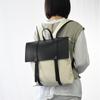 Chair Canvas and Leather Flap Black Leather and W32 X H36 X D7cm [Full Tuck] Backpack, Off-White Canvas, Size Approx.
