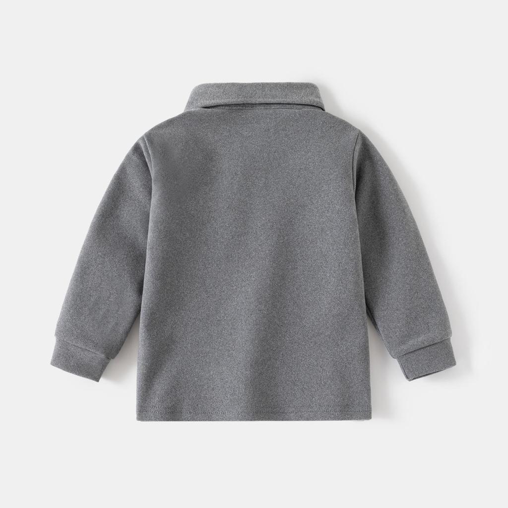 Детская футболка-поло с длинным рукавом 2024: Утепленный топ с лацканами в корейском стиле для мальчиков - Осенняя коллекция.