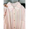 Корейская розовая полосатая рубашка женская с длинными рукавами свободная универсальная женская летняя повседневная тонкая однобортная куртка