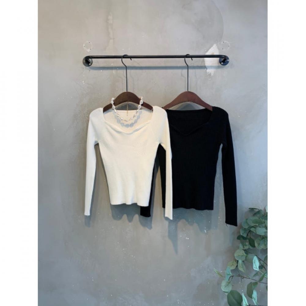 C S In The Room merIn Ribbed Heart neCk Raglan Knit 2 Color