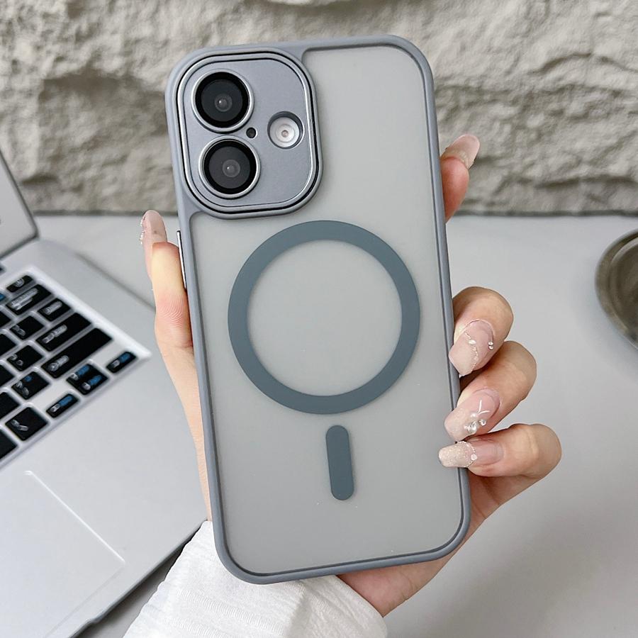 Полупрозрачный матовый улучшенный магнитный чехол для iPhone 16 15 14 13 12 11 Pro Max, совместимый с противоударным защитным чехлом для телефона Magsafe