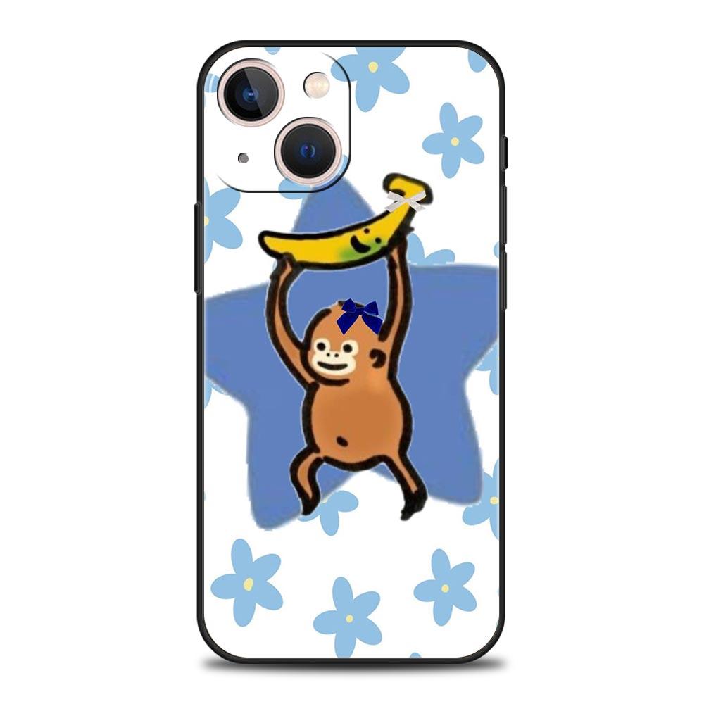 Чехол для телефона Обезьяна и Банан для iPhone 17 16 15 14 13 12 11 Pro Max 17 Air Plus Ударопрочный Мягкий ТПУ Корпус Fundas Capa Сумка
