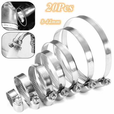 20 шт./10 шт., 8 размеров, 8-44 мм, диапазон регулируемых винтов из нержавеющей стали, хомуты для шлангов, топливная труба, червячный зажим для шестерни