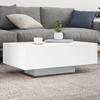 VidaXL Coffee Table with LED Lights, Side Table, End Table, Living Room Furniture, Modern, White Wood 836609