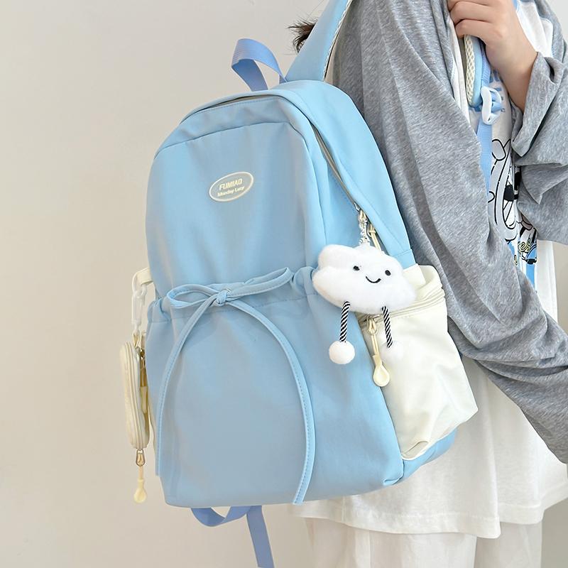 Студенческий школьный женский рюкзак с цветными блоками, рюкзак большой емкости