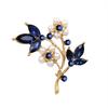 Women Faux Pearl Rhinestone Petals Flowers Brooch Pin Jewelry Clothing Accessory